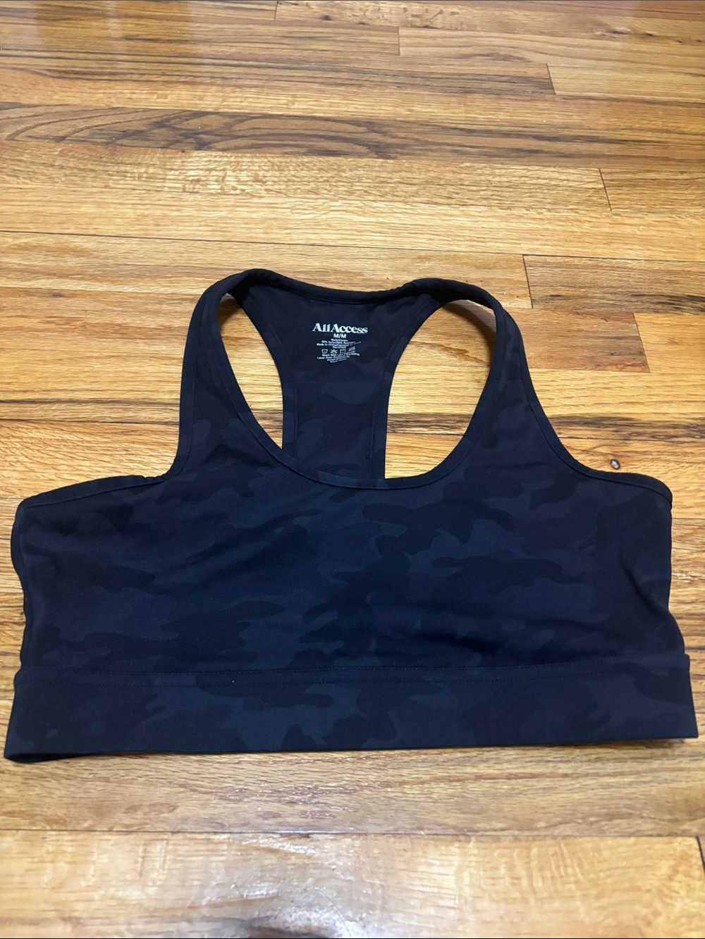 ALL ACCESS Black Subtle Camo Racerback Sports Bra